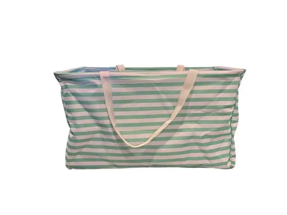 Household Essentials Krush Rectangle Utility Tote Bag in Teal Stripes